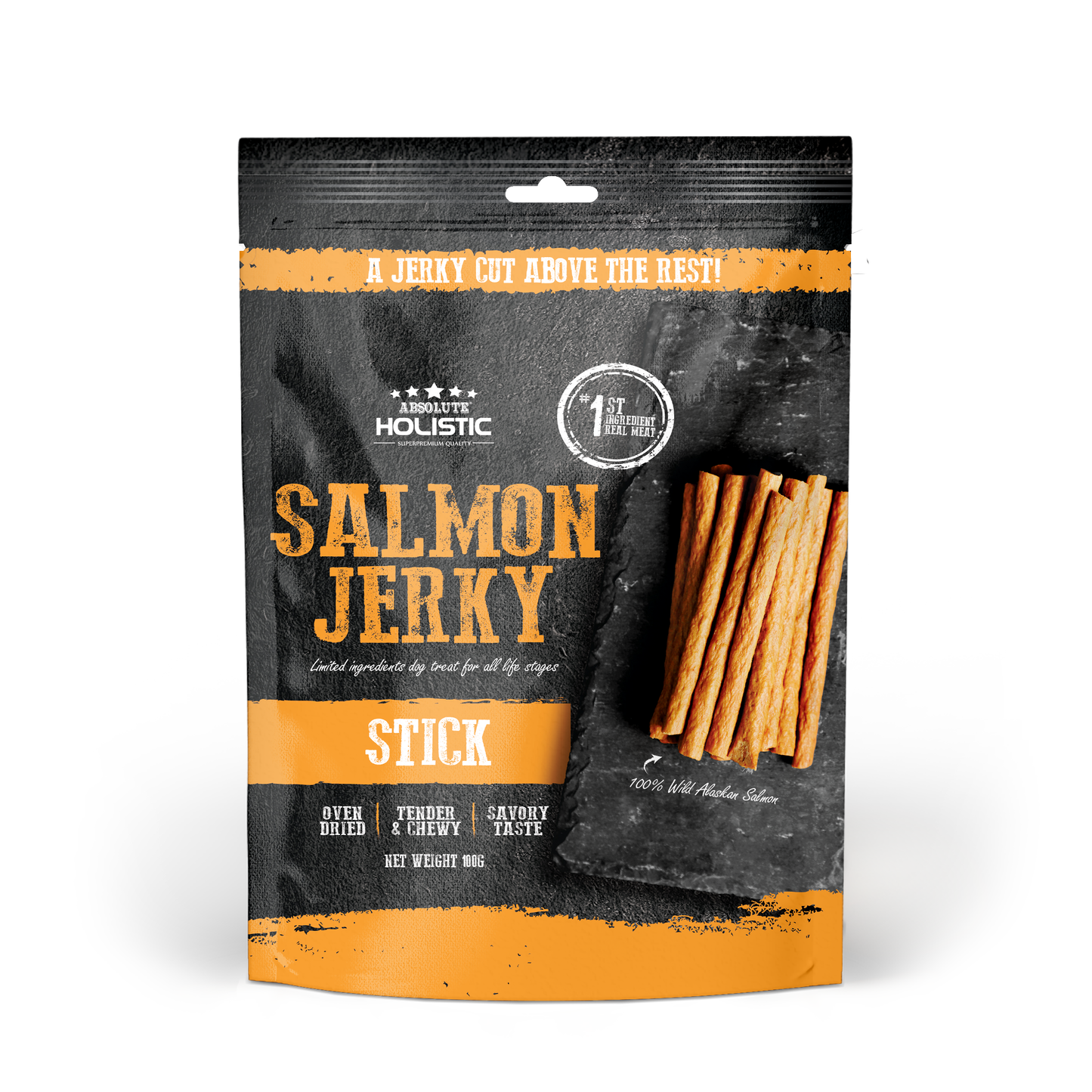 Absolute Holistic Grain Free Dog Treats | Salmon Jerky Loin Stick