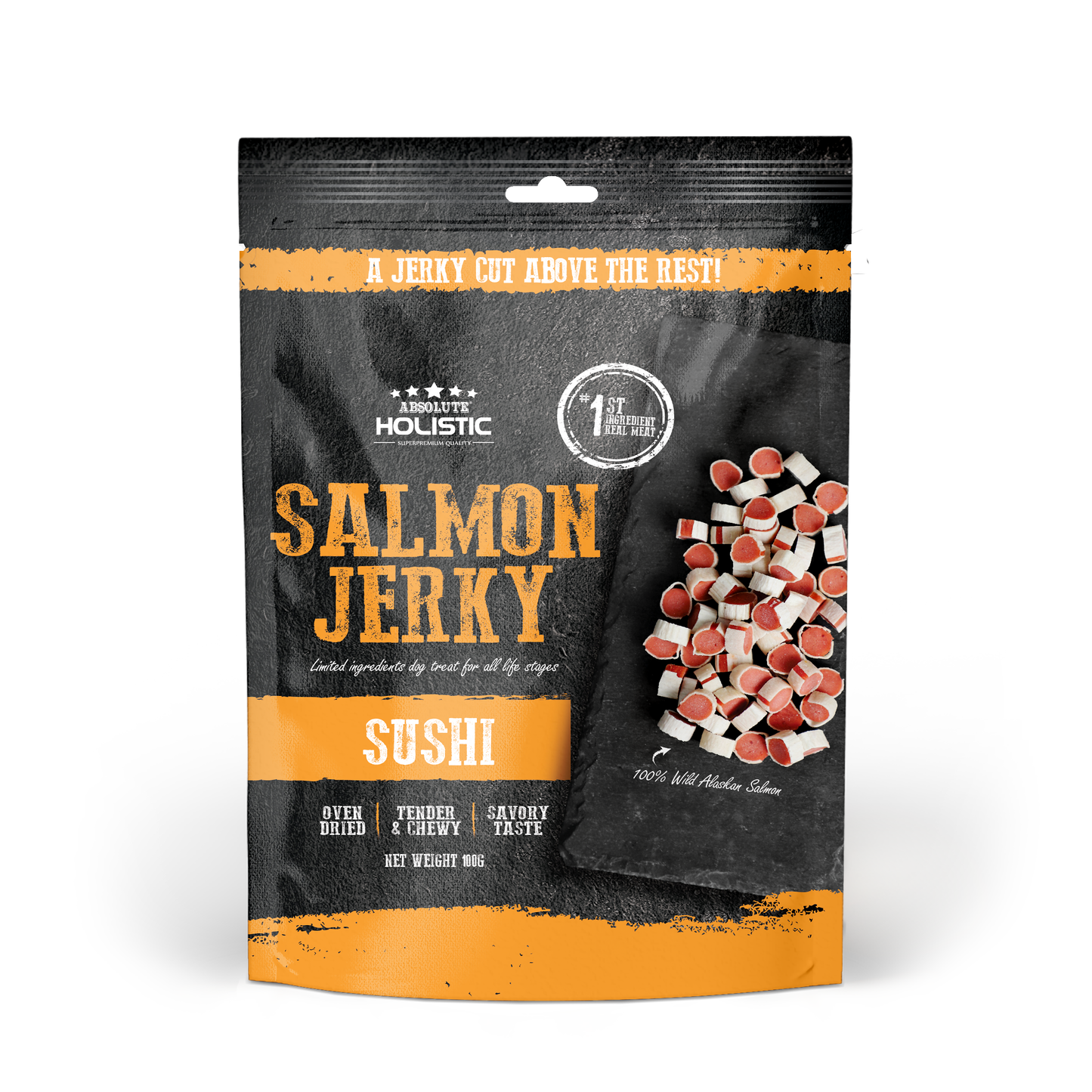 Absolute Holistic Grain Free Dog Treats | Salmon Jerky Sushi
