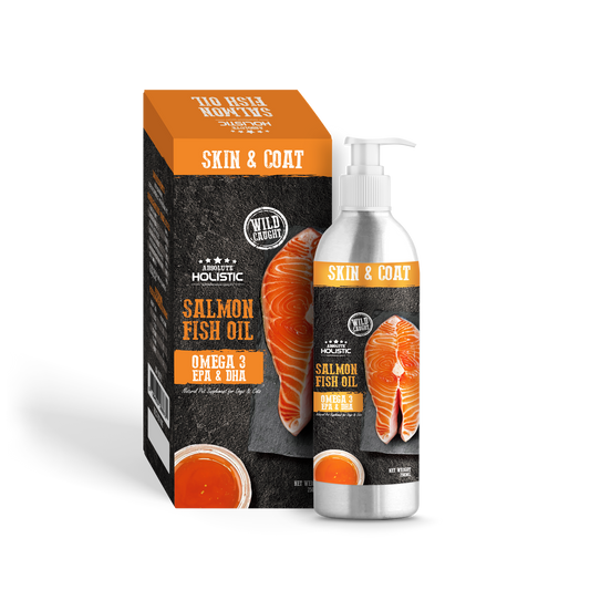 Absolute Holistic Wild Salmon Fish Oil Natural Pet Supplement for Cats & Dogs (250ml)