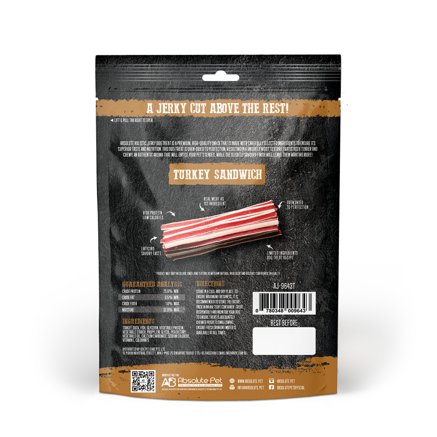 Absolute Holistic Grain Free Dog Treats | Turkey Jerky Sandwich