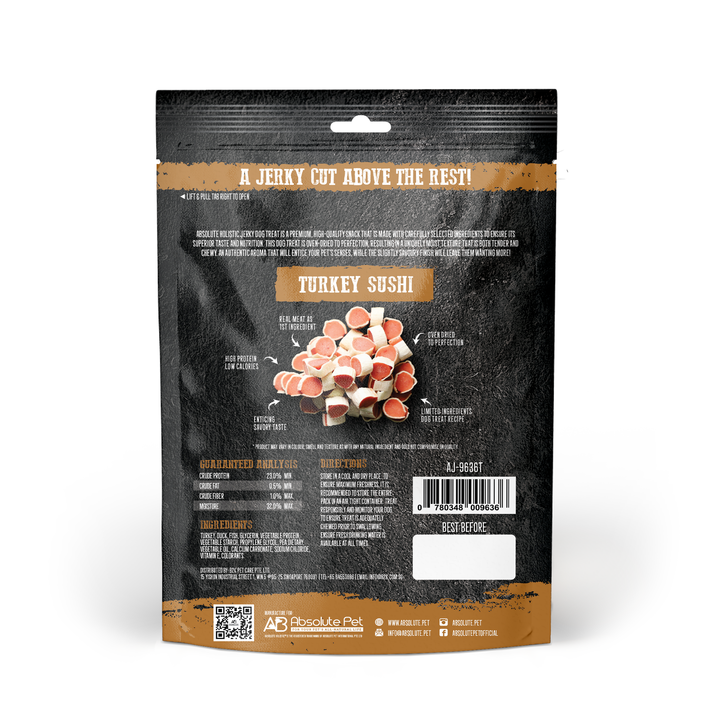 Absolute Holistic Grain Free Dog Treats | Turkey Jerky Sushi