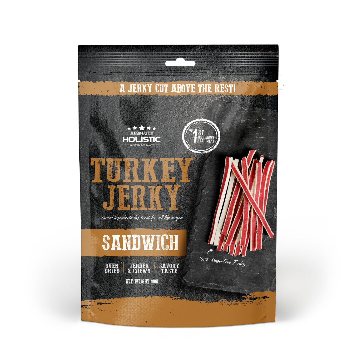 Absolute Holistic Grain Free Dog Treats | Turkey Jerky Sandwich