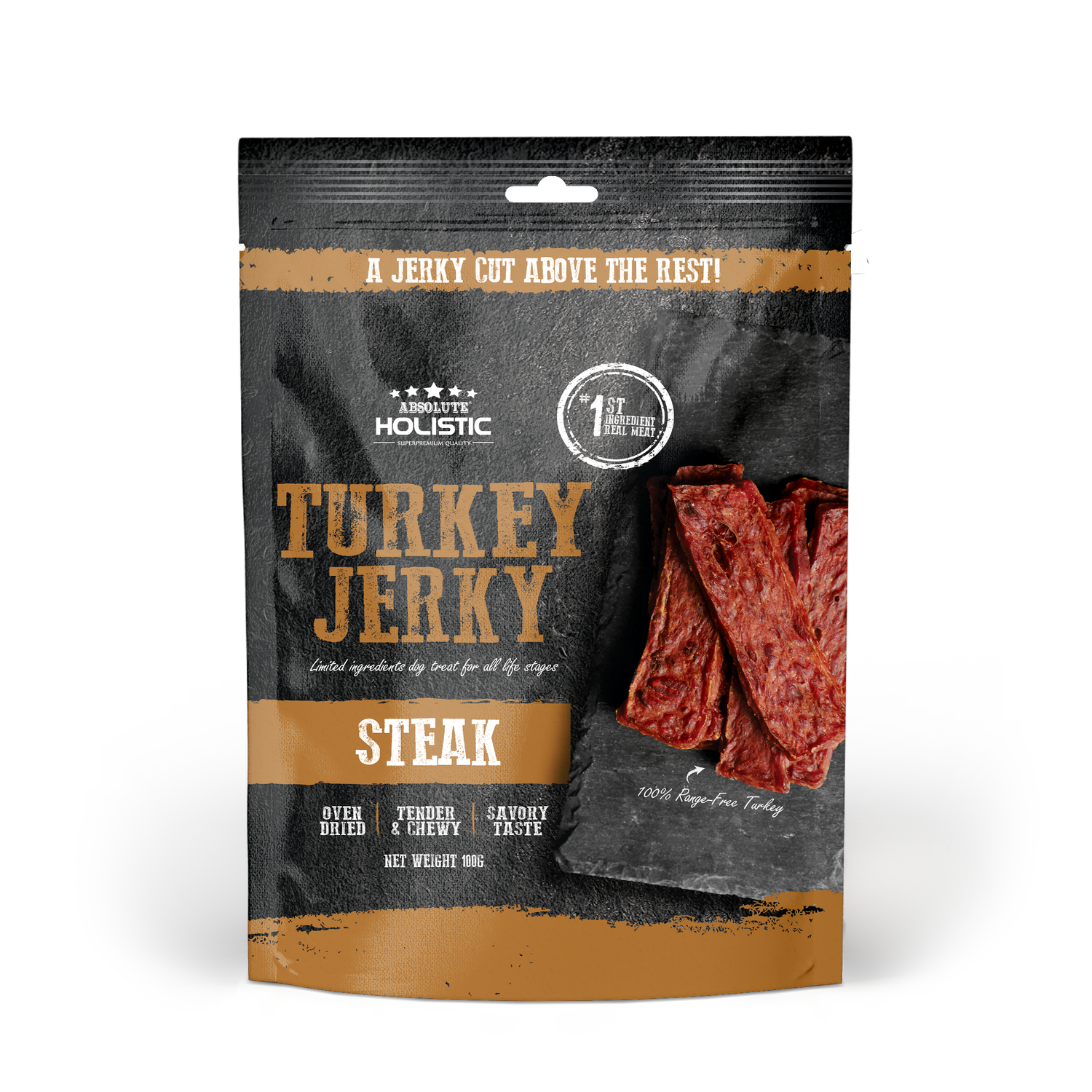 Absolute Holistic Grain Free Treats for Dog | Turkey Jerky Steak