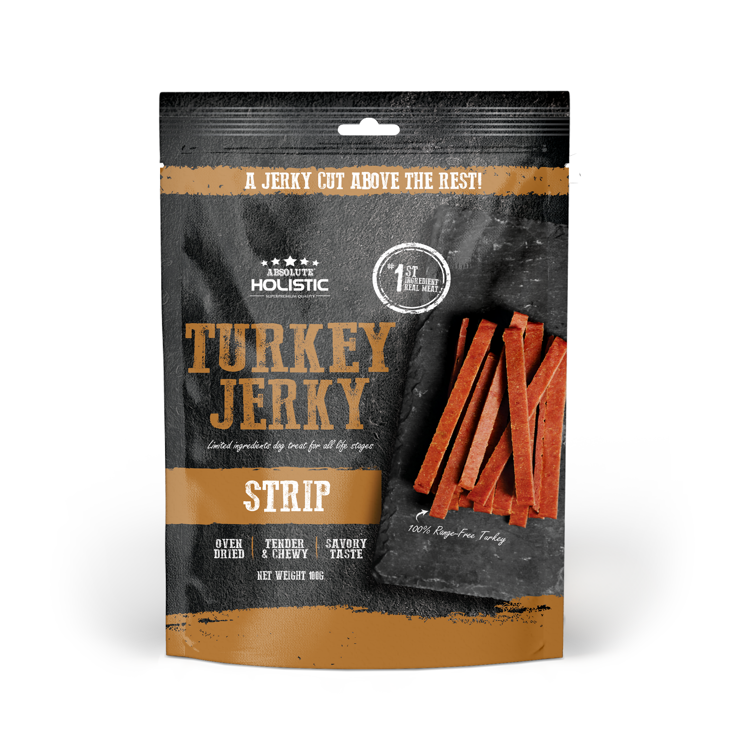 Absolute Holistic Grain Free Dog Treats | Turkey Jerky Loin Strip
