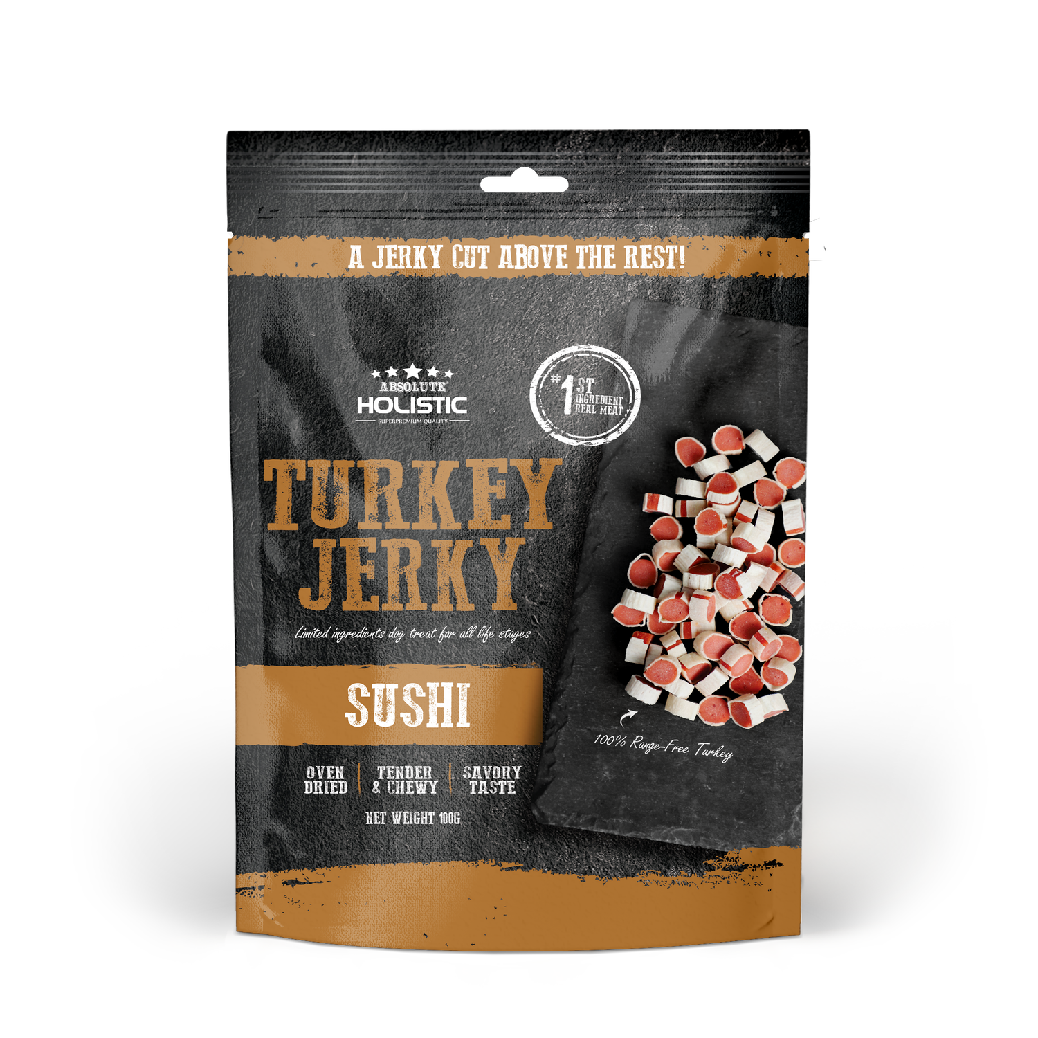 Absolute Holistic Grain Free Dog Treats | Turkey Jerky Sushi