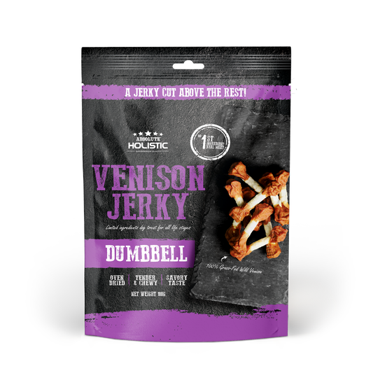 Absolute Holistic Grain Free Dog Treats | Venison Jerky Dumbbell