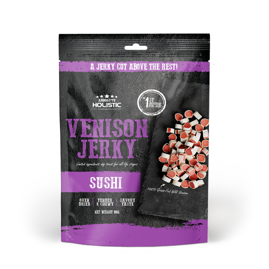 Absolute Holistic Grain Free Dog Treats | Venison Jerky Sushi