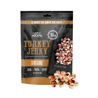 Absolute Holistic Grain Free Dog Treats | Turkey Jerky Sushi