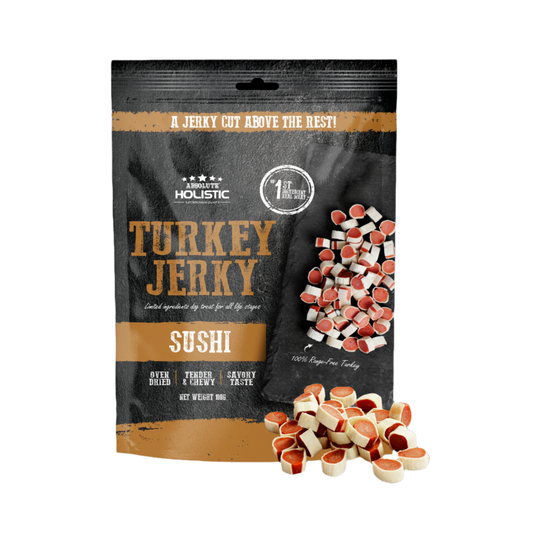 Absolute Holistic Grain Free Dog Treats | Turkey Jerky Sushi