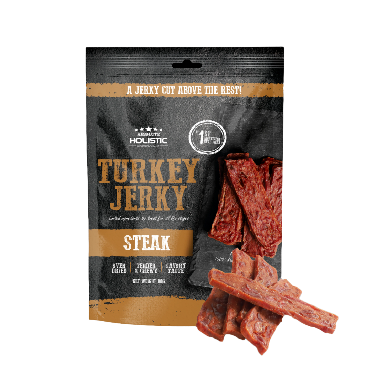 Absolute Holistic Grain Free Treats for Dog | Turkey Jerky Steak