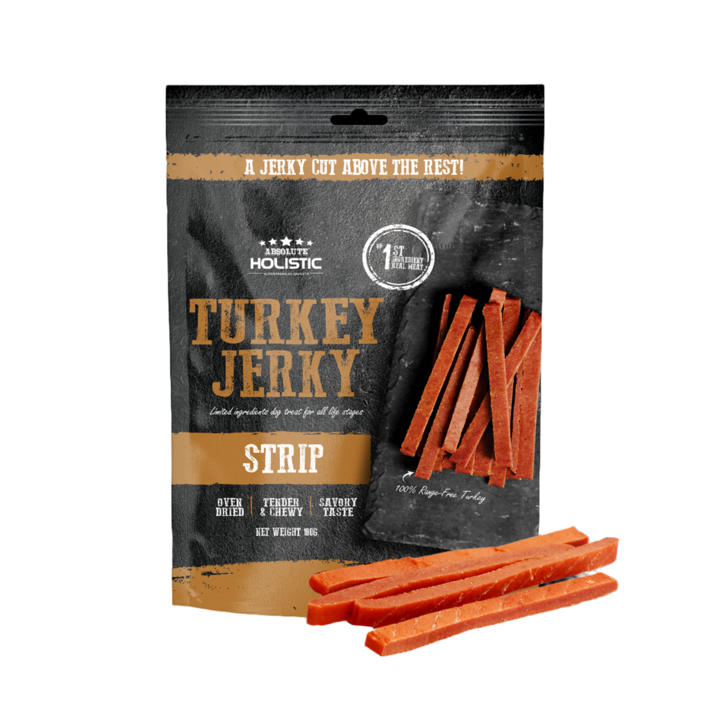 Absolute Holistic Grain Free Dog Treats | Turkey Jerky Loin Strip
