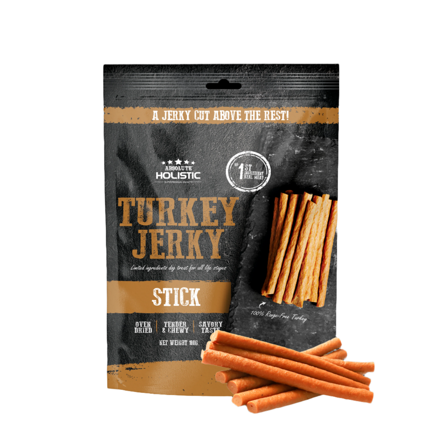 Absolute Holistic Grain Free Dog Treats | Turkey Jerky Loin Stick