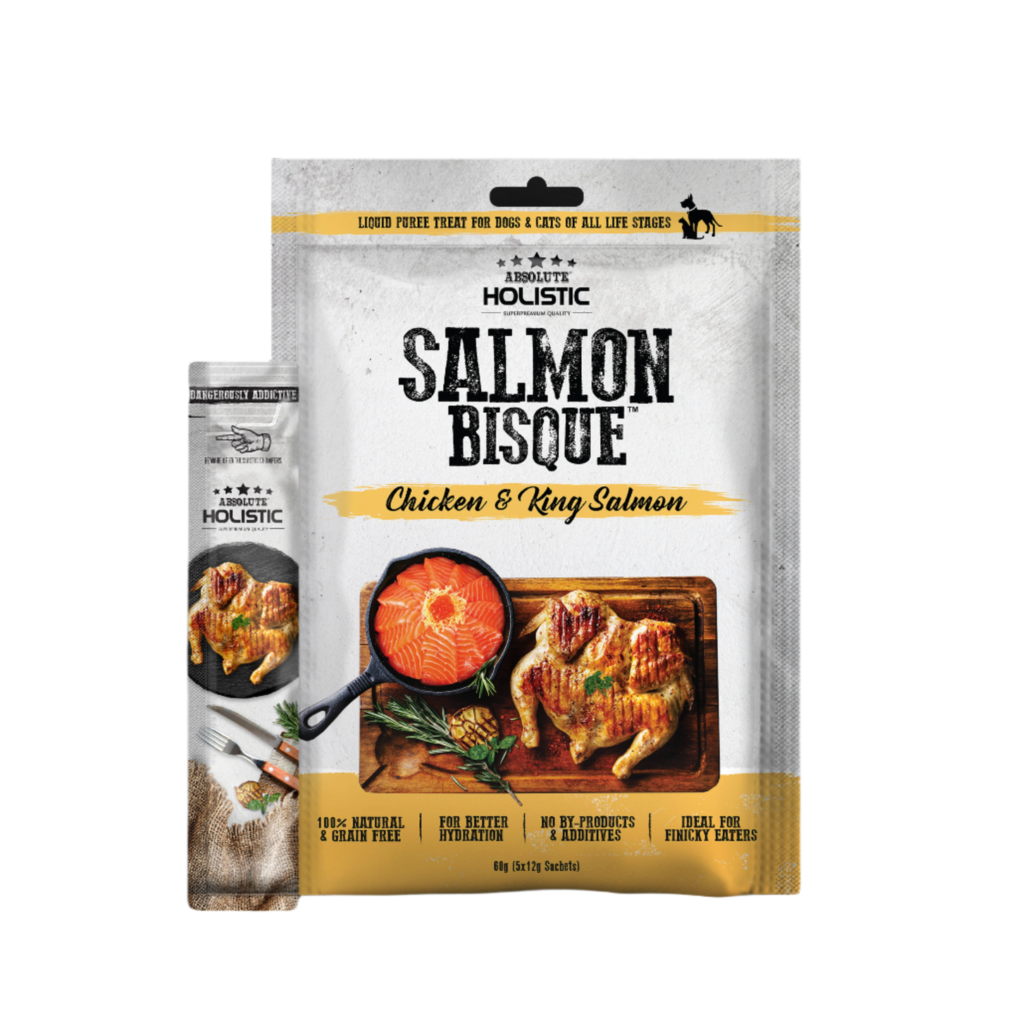 Absolute Holistic Liquid Bisque Treats | Chicken & King Salmon Bisque