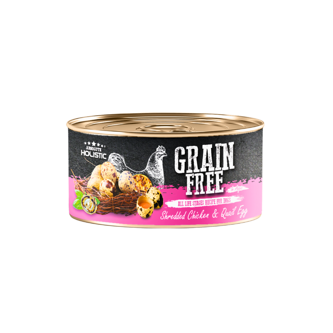 Absolute Holistic Grain Free for Dogs | Shredded Chicken & Quail Egg