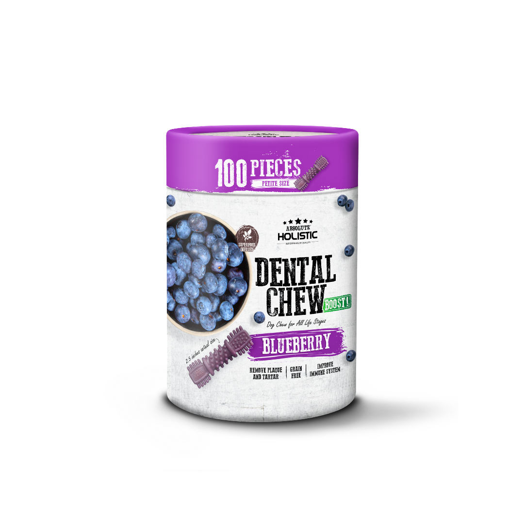 Absolute Holistic Dental Chew BOOST! Blueberry Value Tub Petite Size