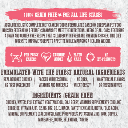 Absolute Holistic Complete Diet for Cats | Chicken & Goji Berry
