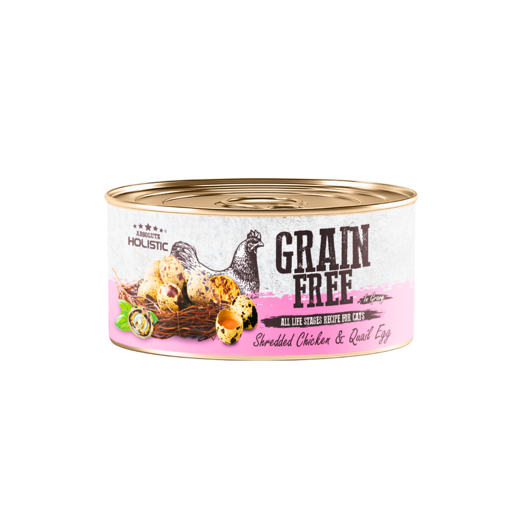 Absolute Holistic Grain Free for Cats | Shredded Chicken & Quail Egg
