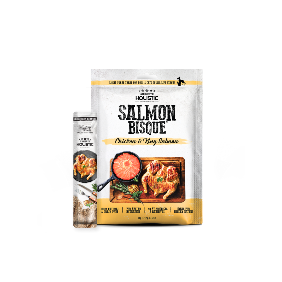 Absolute Holistic Liquid Bisque Treats | Chicken & King Salmon Bisque