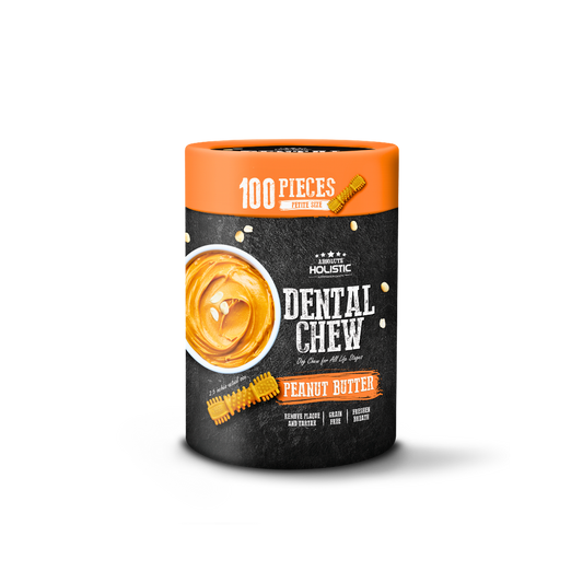 Absolute Holistic Dental Chews for Dogs Peanut Butter Value Tub Petite Size