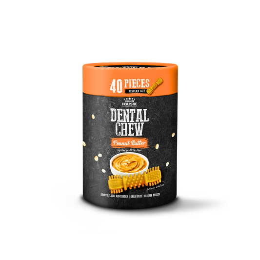 Absolute Holistic Dental Chews for Dogs Peanut Butter Value Tub Regular Size