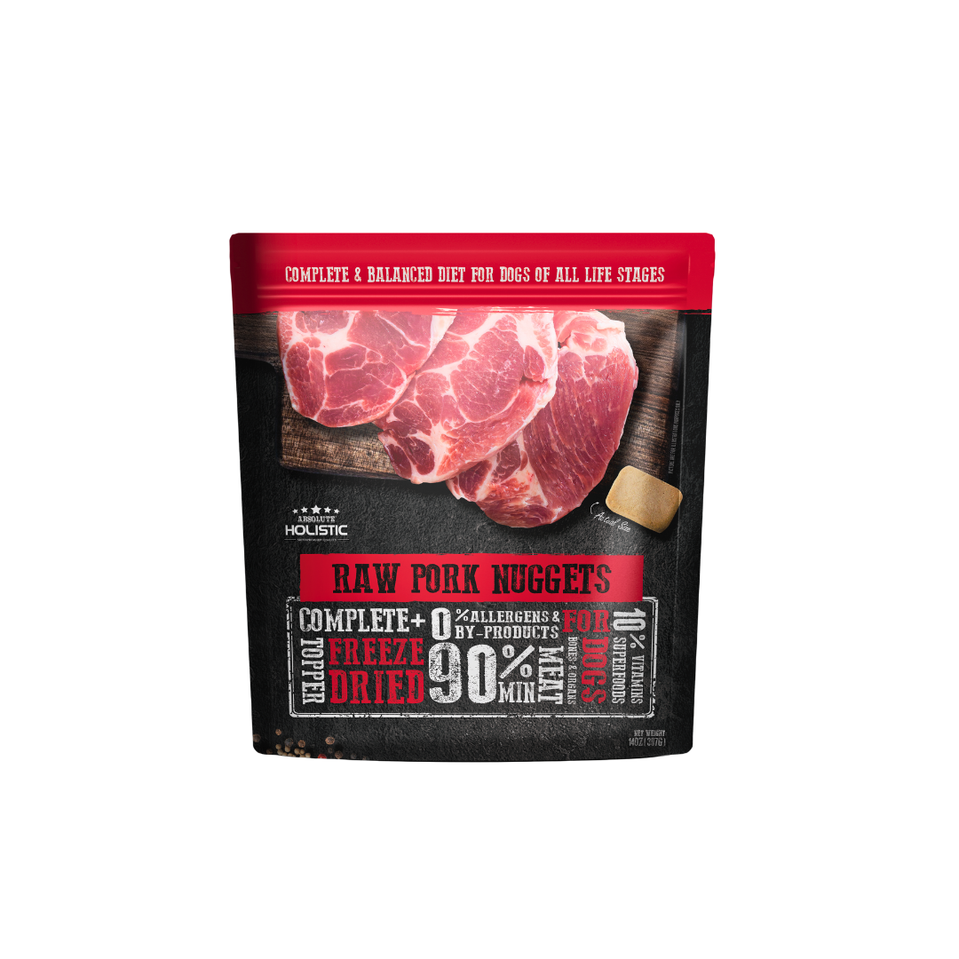 Absolute Holistic Complete & Balanced Freeze Dried Raw Nuggets Dog Food - Pork (14oz)