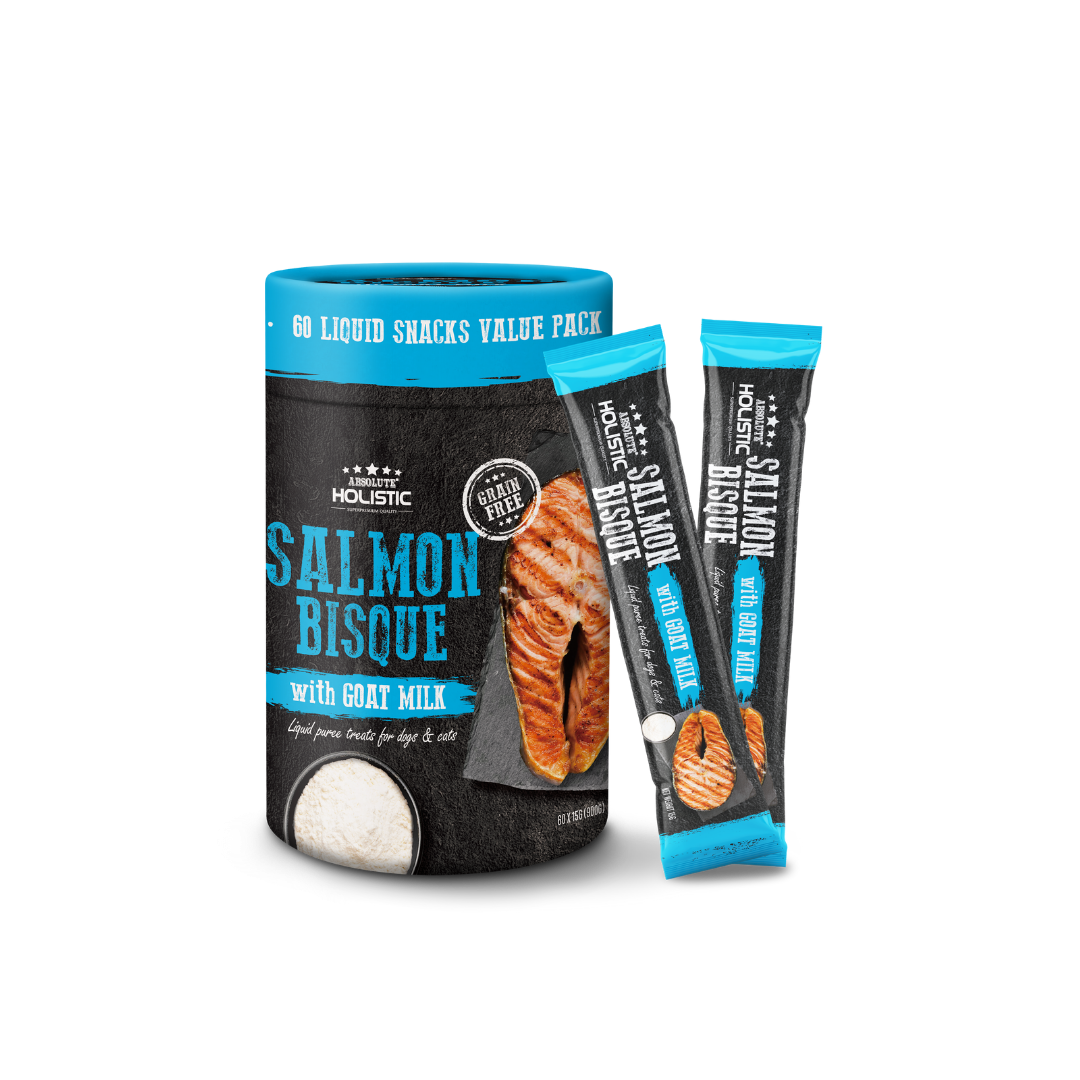 Absolute Holistic Liquid Treats for Cats & Dogs - Salmon Bisque with Goat Milk (Tub)