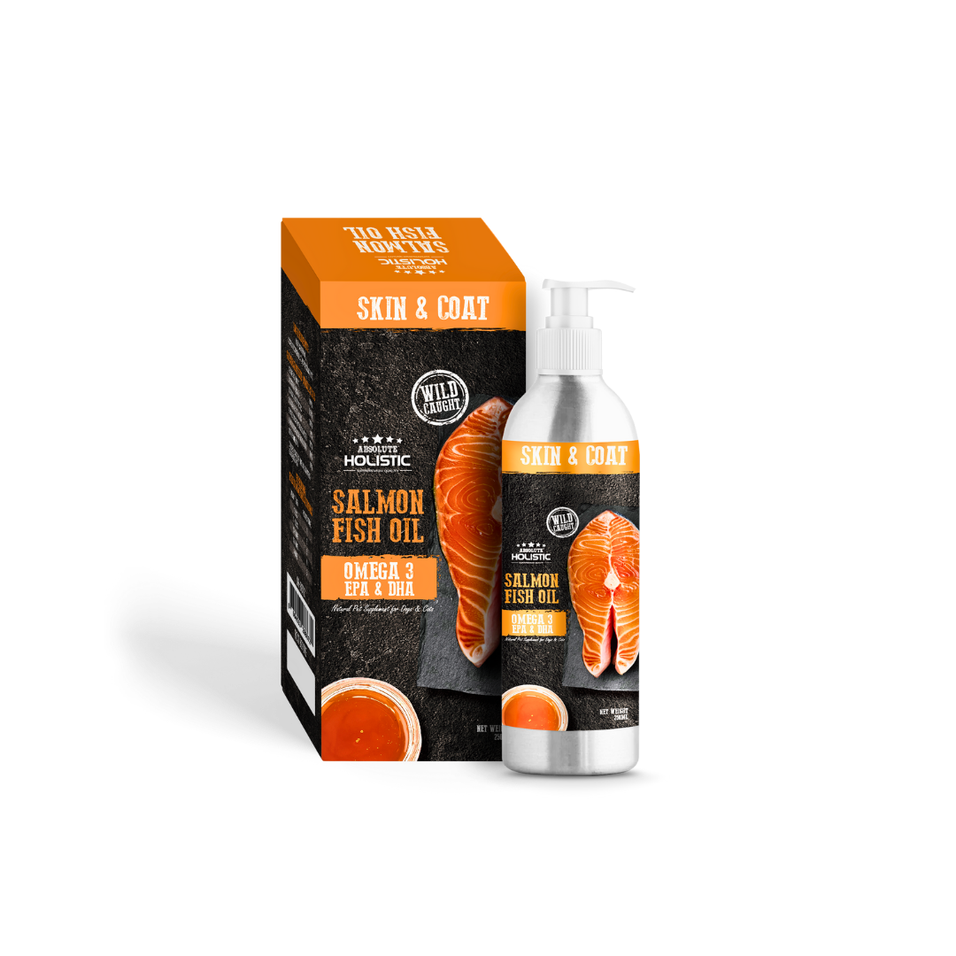 Absolute Holistic Wild Salmon Fish Oil Natural Pet Supplement for Cats & Dogs